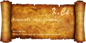 Kopcsányi Csaba névjegykártya